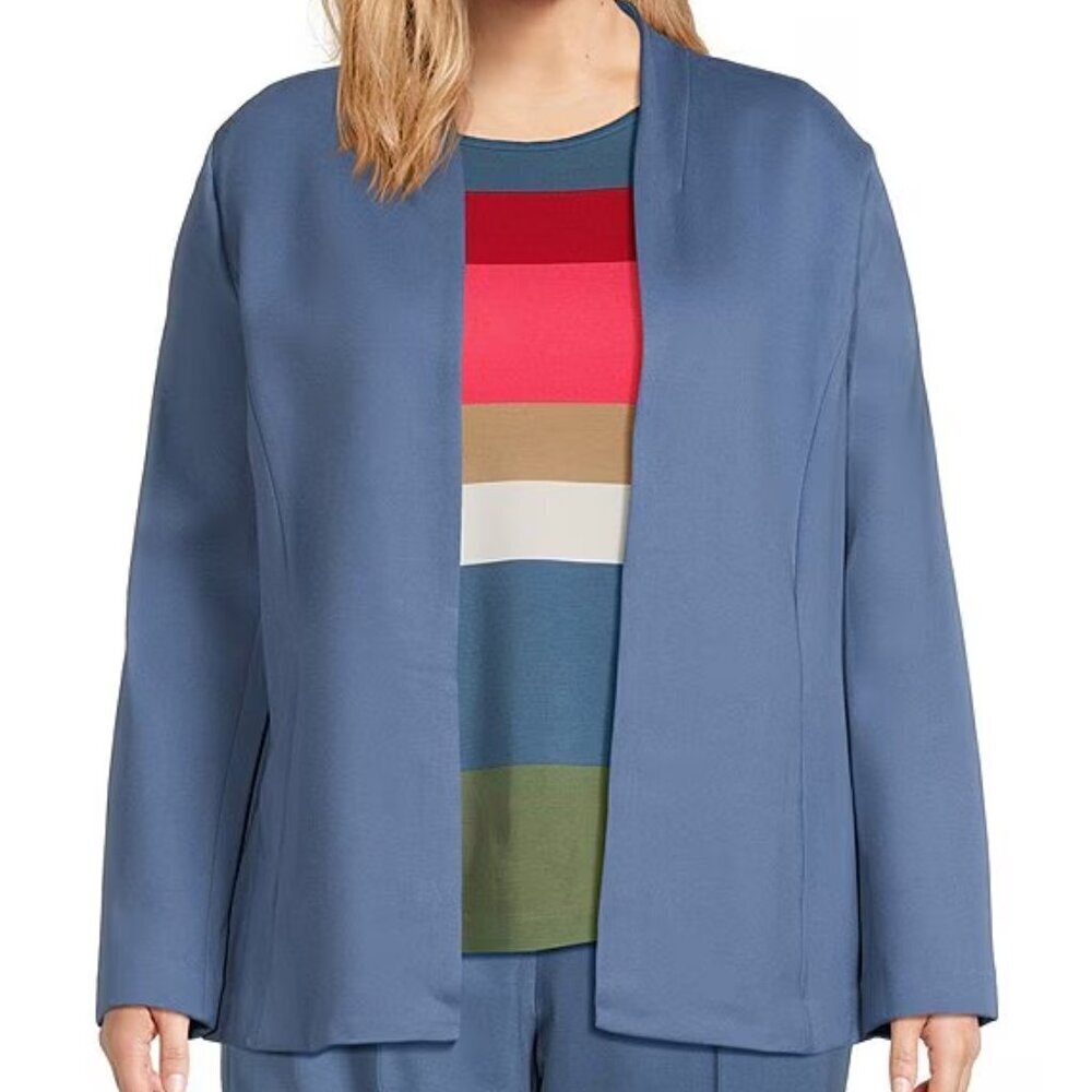 Investments Open Front Jacket Women's Plus Size 1X Blue Career Professional